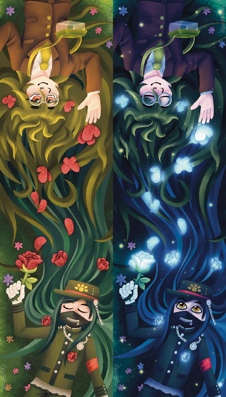 Inspired from Danganronpa V3: Killing Harmony. Characters: Korekiyo Shinguji, Gonta Gokuhara.